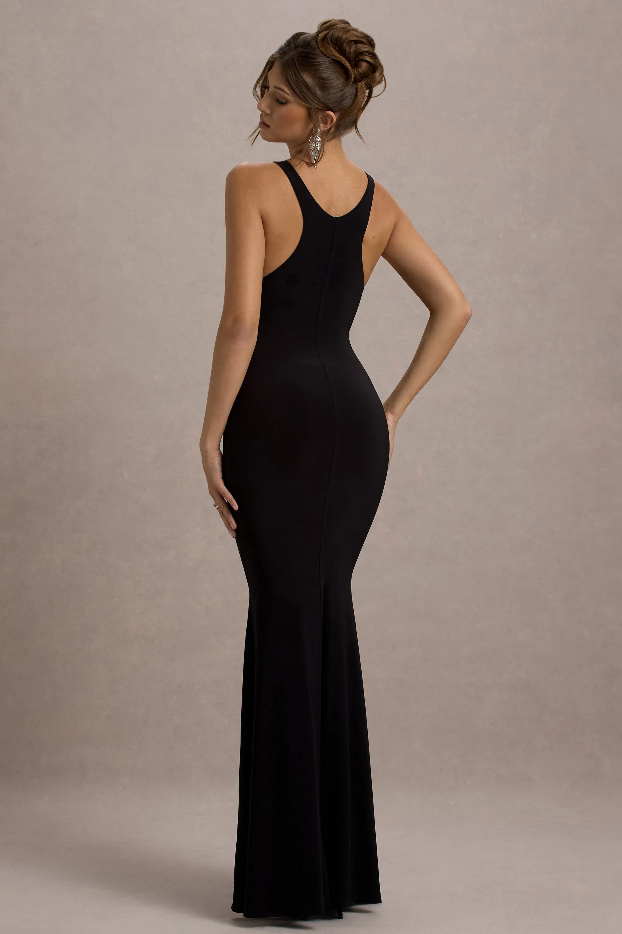 Odelle | Black Boat-Neck Racer-Back Maxi Dress sold by Club L London product image thumbnail 2