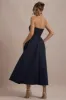 Annalise | Navy Bandeau Skater Midi Dress sold by Club L London