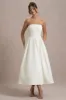 Annalise | Ecru Bandeau Skater Midi Dress sold by Club L London
