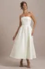 Annalise | Ecru Bandeau Skater Midi Dress sold by Club L London