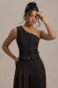 Lelia | Black One Shoulder Tailored Top With Bows sold by Club L London