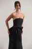 To Me | Black Bandeau Midi Dress With Oversized Bow sold by Club L London