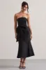 To Me | Black Bandeau Midi Dress With Oversized Bow sold by Club L London