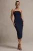 Highway | Navy Pinstripe Strapless Midi Dress sold by Club L London