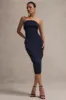 Highway | Navy Pinstripe Strapless Midi Dress sold by Club L London