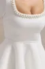 Wilder | White Square-Neck Long-Sleeve Skater Mini Dress sold by Club L London