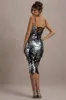 Azure | Silver Sequin Strappy Midi Dress sold by Club L London