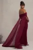Carlotta | Berry Bardot Maternity Maxi Dress With Chiffon Cape sold by Club L London