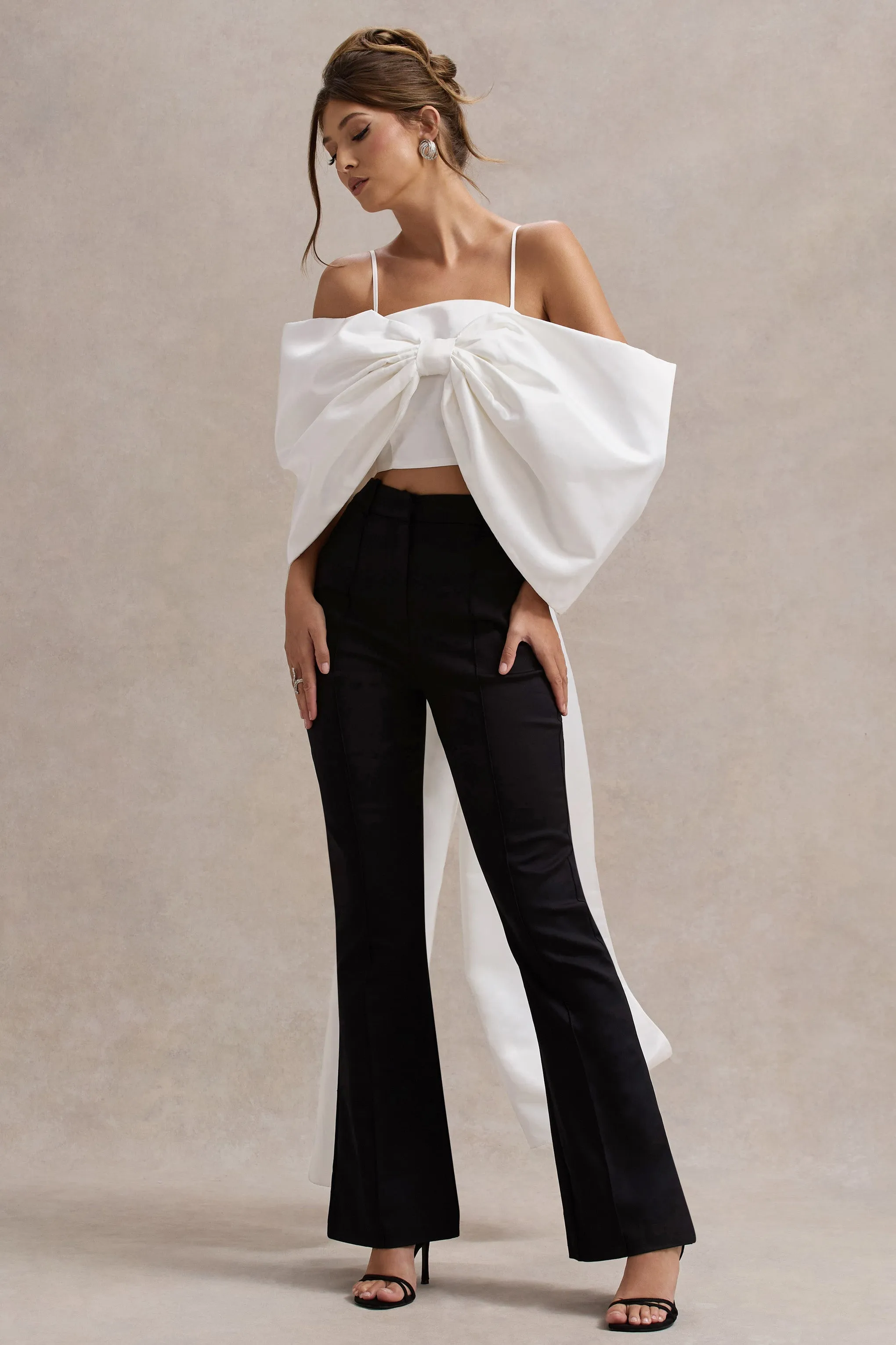 Souvenir | White Satin Top With Oversized Bow sold by Club L London product image thumbnail 3