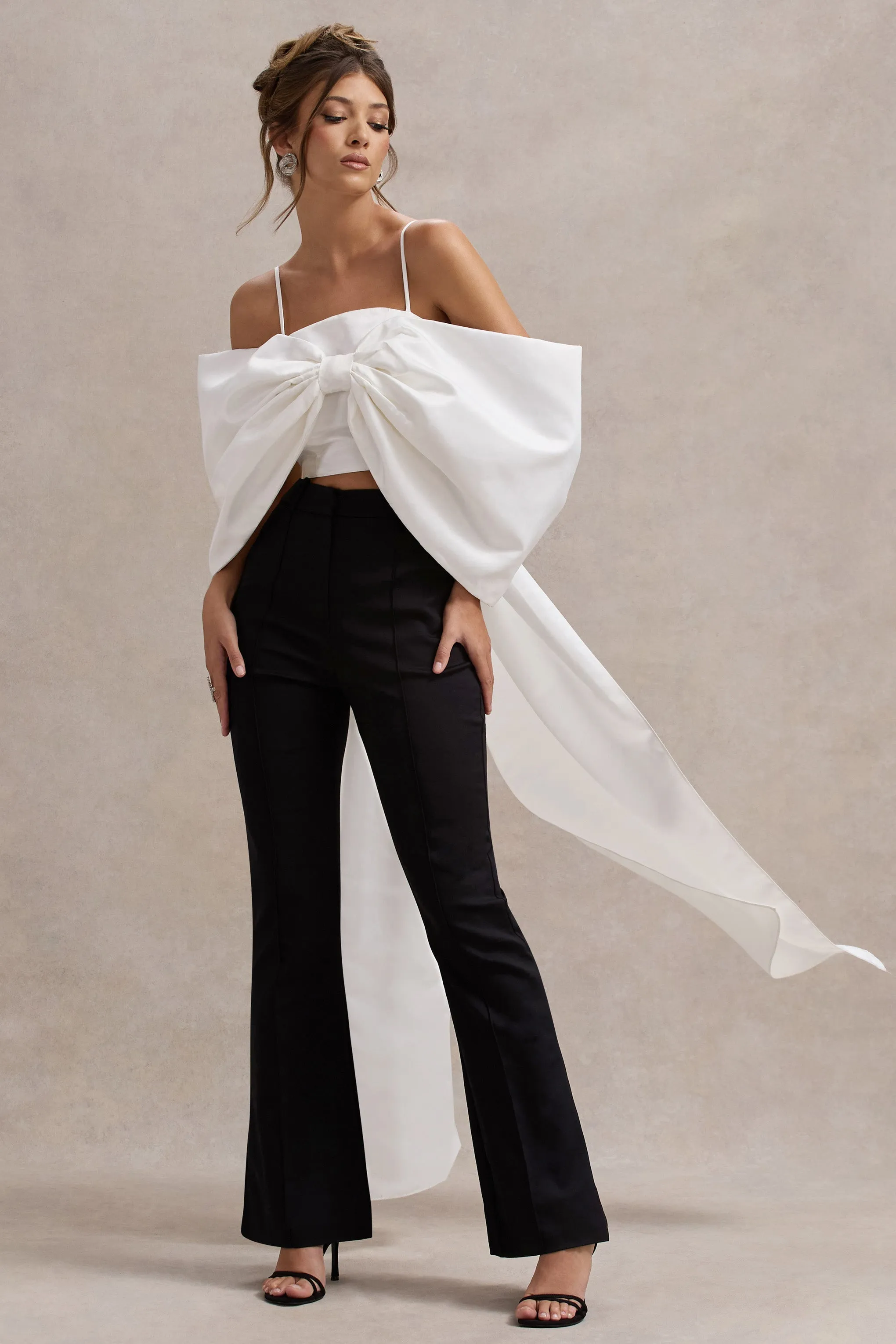 Souvenir | White Satin Top With Oversized Bow sold by Club L London product image thumbnail 5