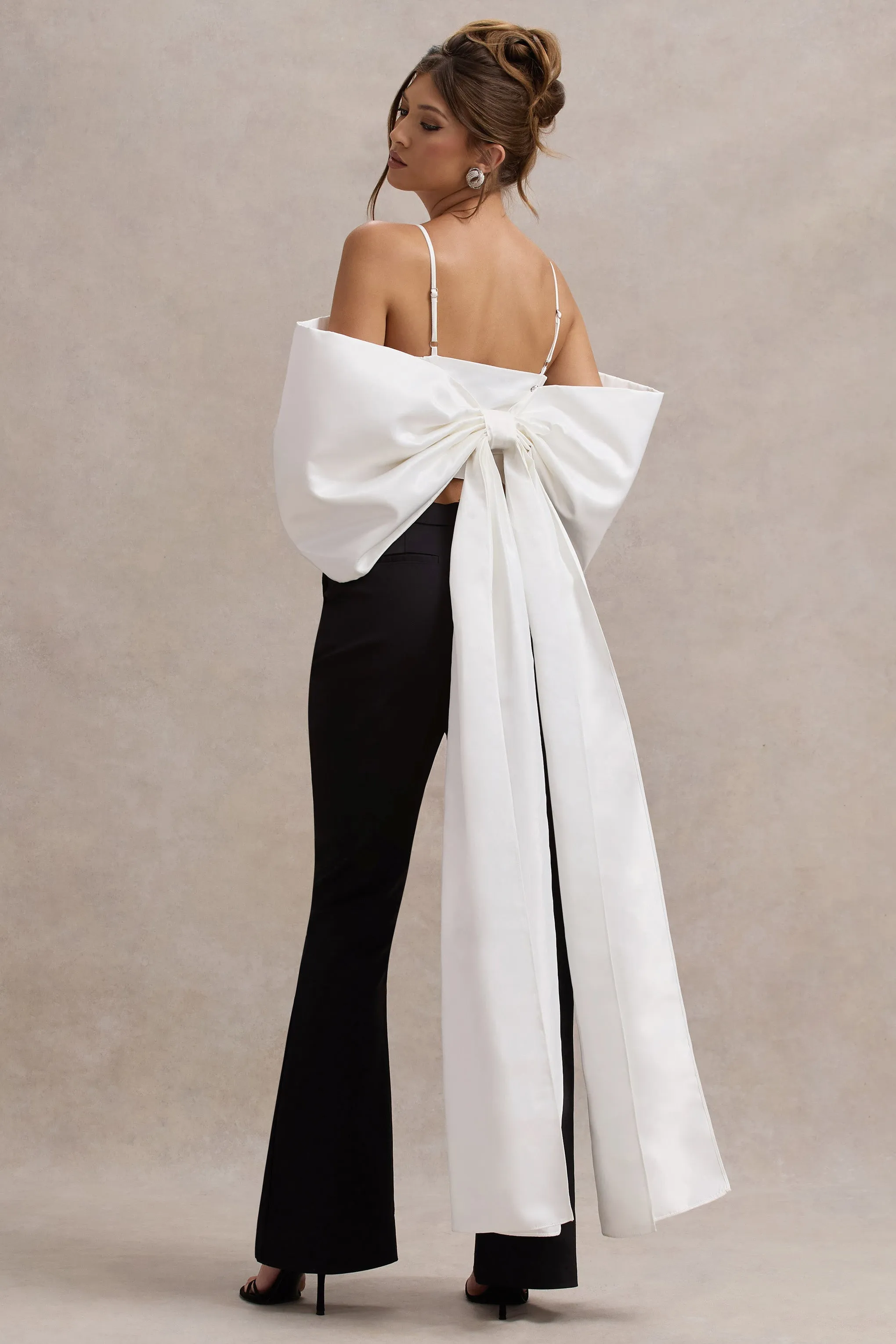 Souvenir | White Satin Top With Oversized Bow sold by Club L London product image thumbnail 2