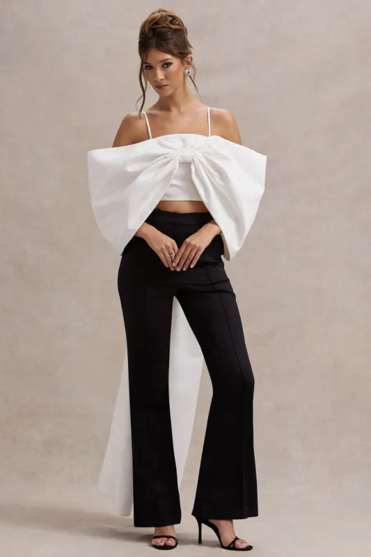 Souvenir | White Satin Top With Oversized Bow sold by Club L London