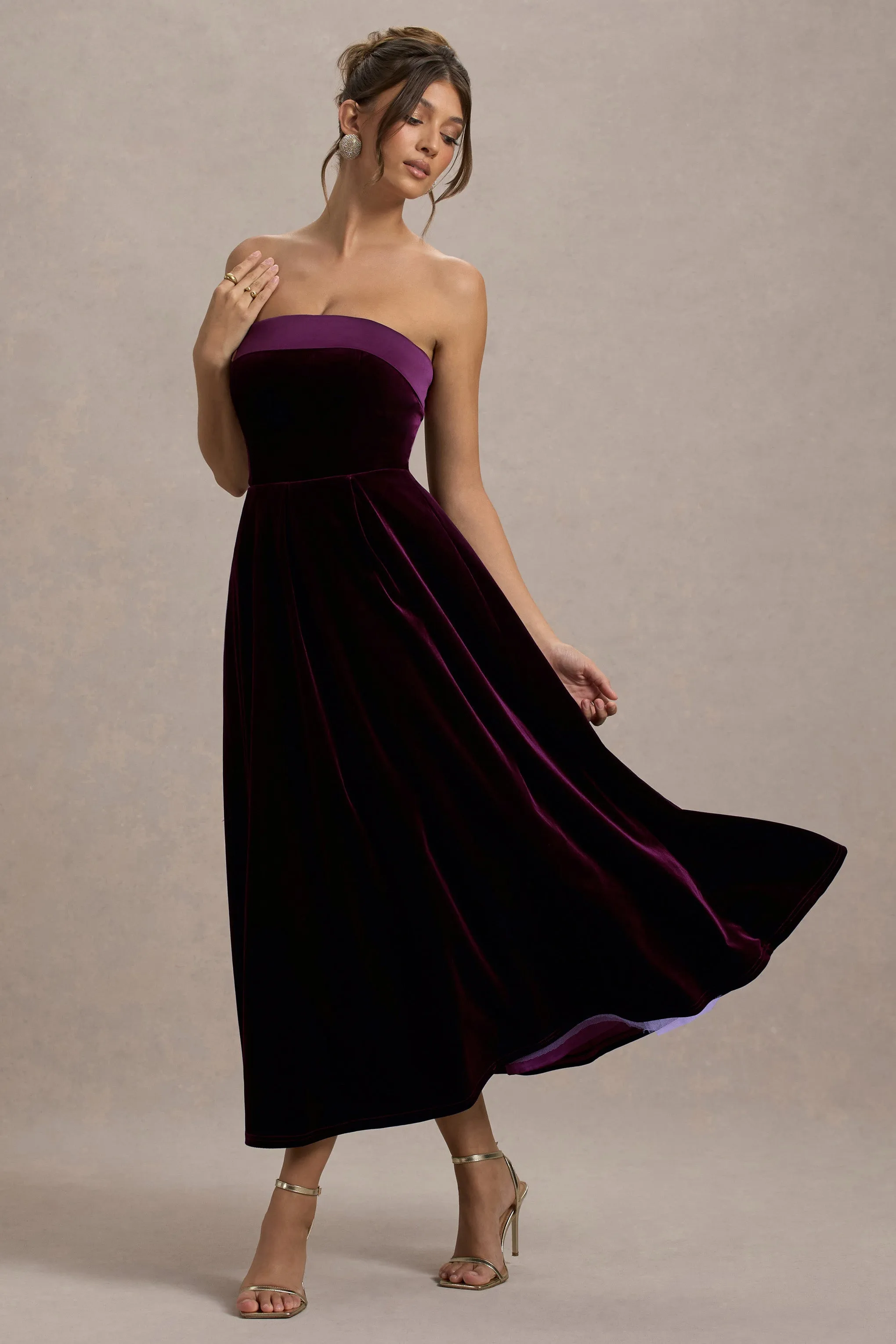 Delray | Port Velvet Bandeau Midi Dress sold by Club L London product image thumbnail 5