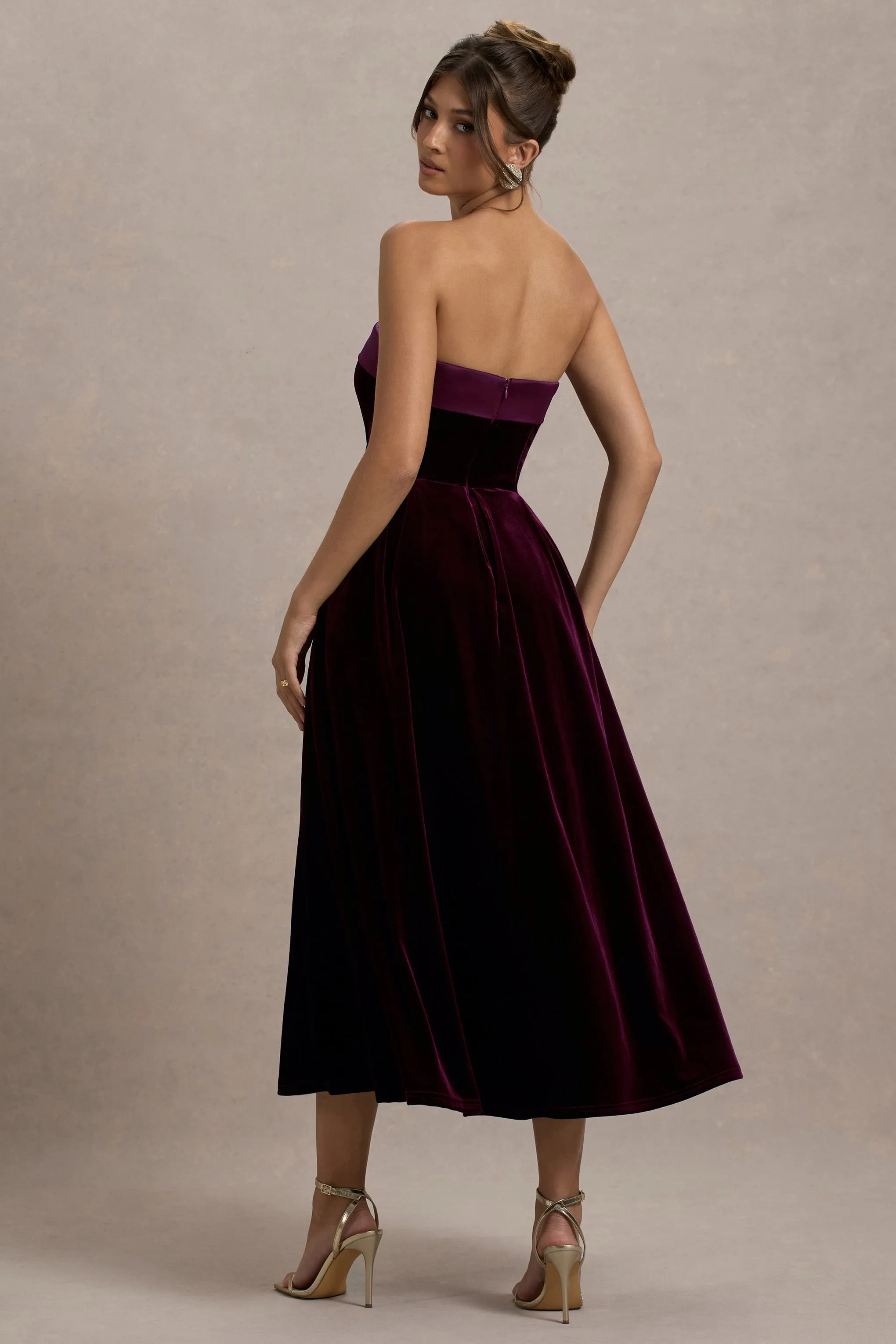 Delray | Port Velvet Bandeau Midi Dress sold by Club L London product image thumbnail 2