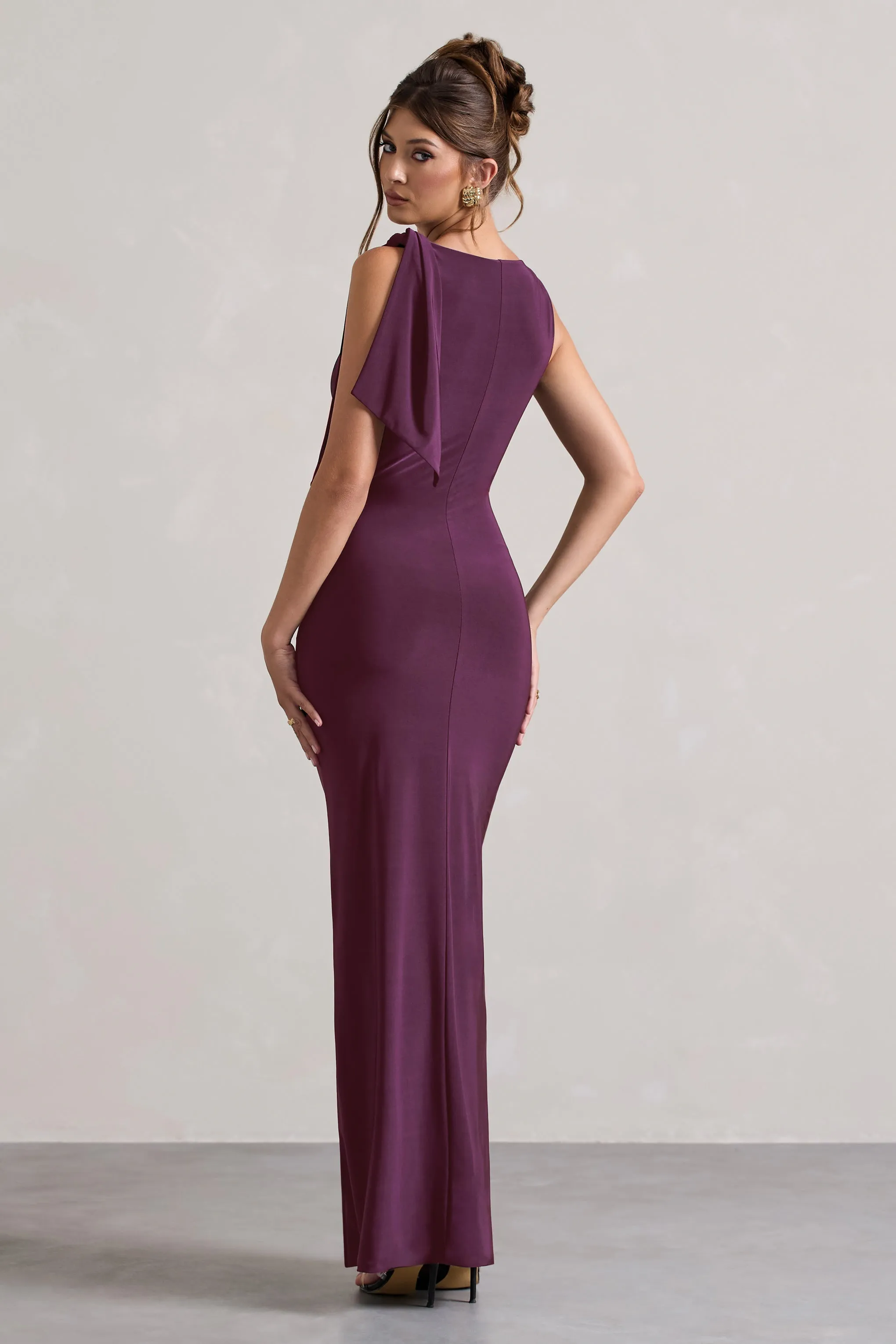 Kacey | Plum Twisted Knot Maxi Dress sold by Club L London product image thumbnail 2