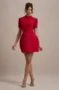 Carabella | Red High-Neck Short-Sleeve Mini Dress sold by Club L London