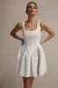 Sugar Plum | Cream Boucle Square-Neck Mini Dress sold by Club L London