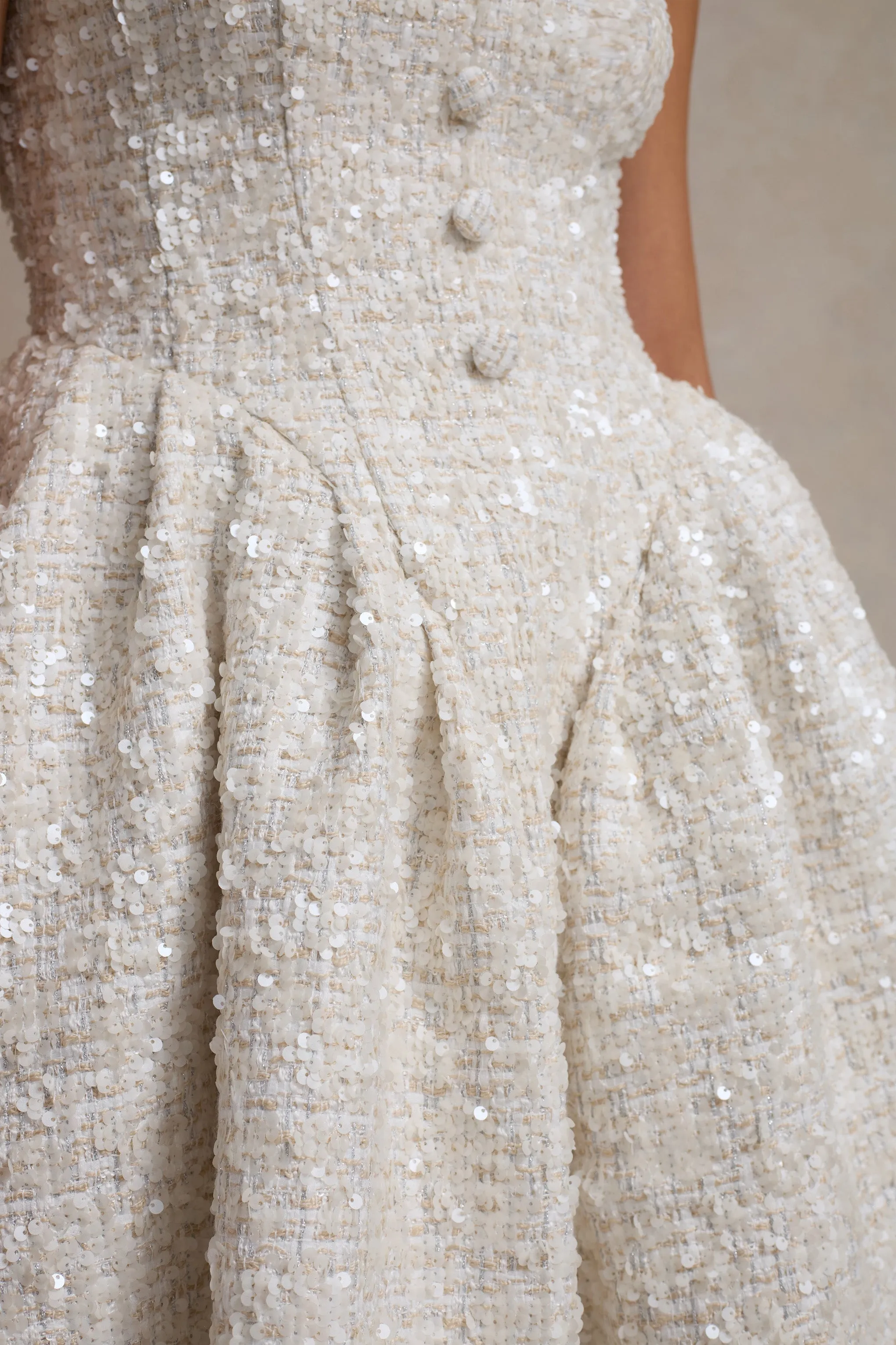 Sugar Plum | Cream Boucle Square-Neck Mini Dress sold by Club L London product image thumbnail 4