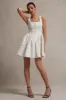 Sugar Plum | Cream Boucle Square-Neck Mini Dress sold by Club L London