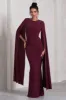 Kimmy | Burgundy High Neck Maxi Dress With Cape Sleeves sold by Club L London