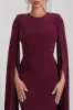 Kimmy | Burgundy High Neck Maxi Dress With Cape Sleeves sold by Club L London