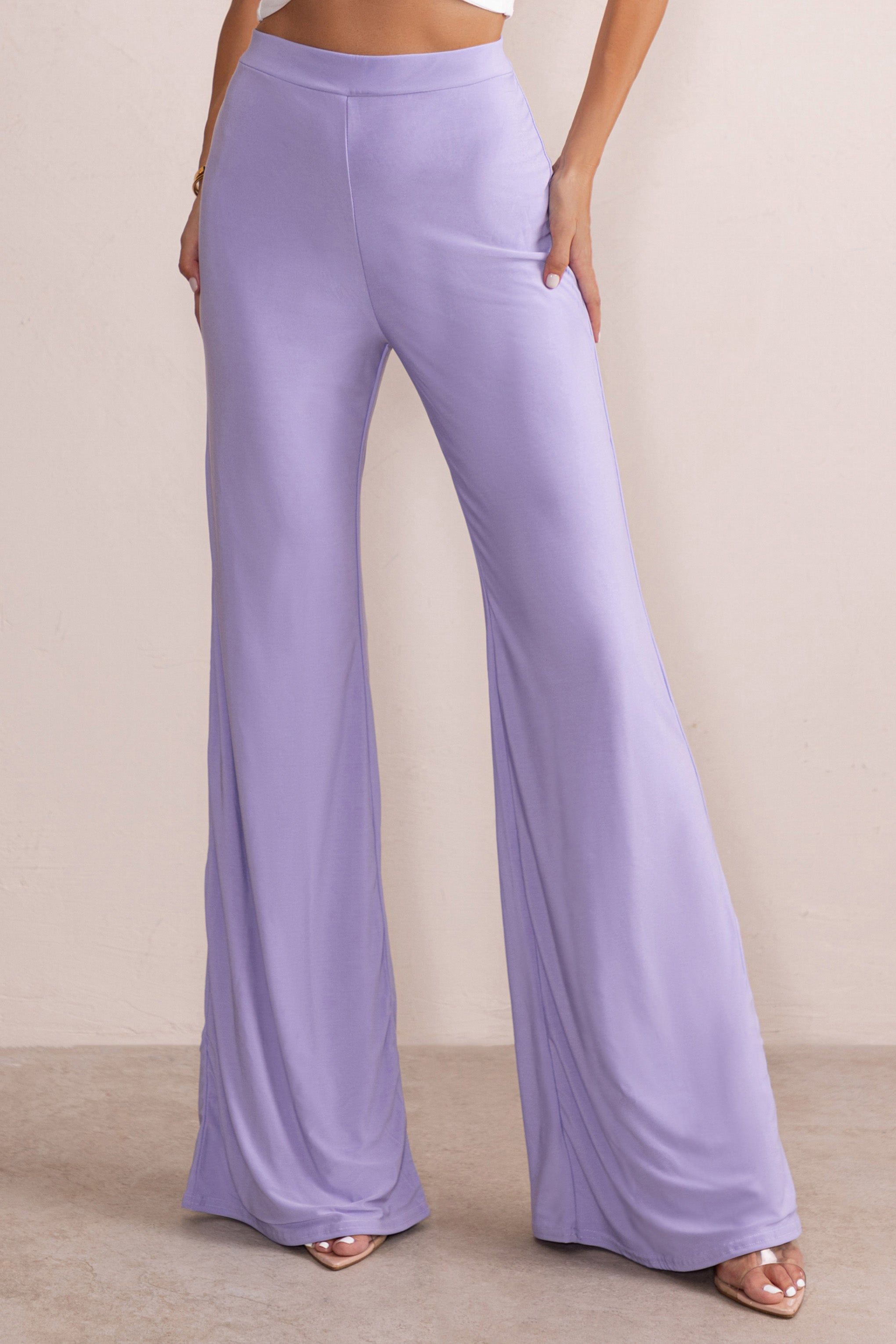 Romantic Night | Lilac High Waist Straight Leg Trousers sold by Club L London product image thumbnail 3