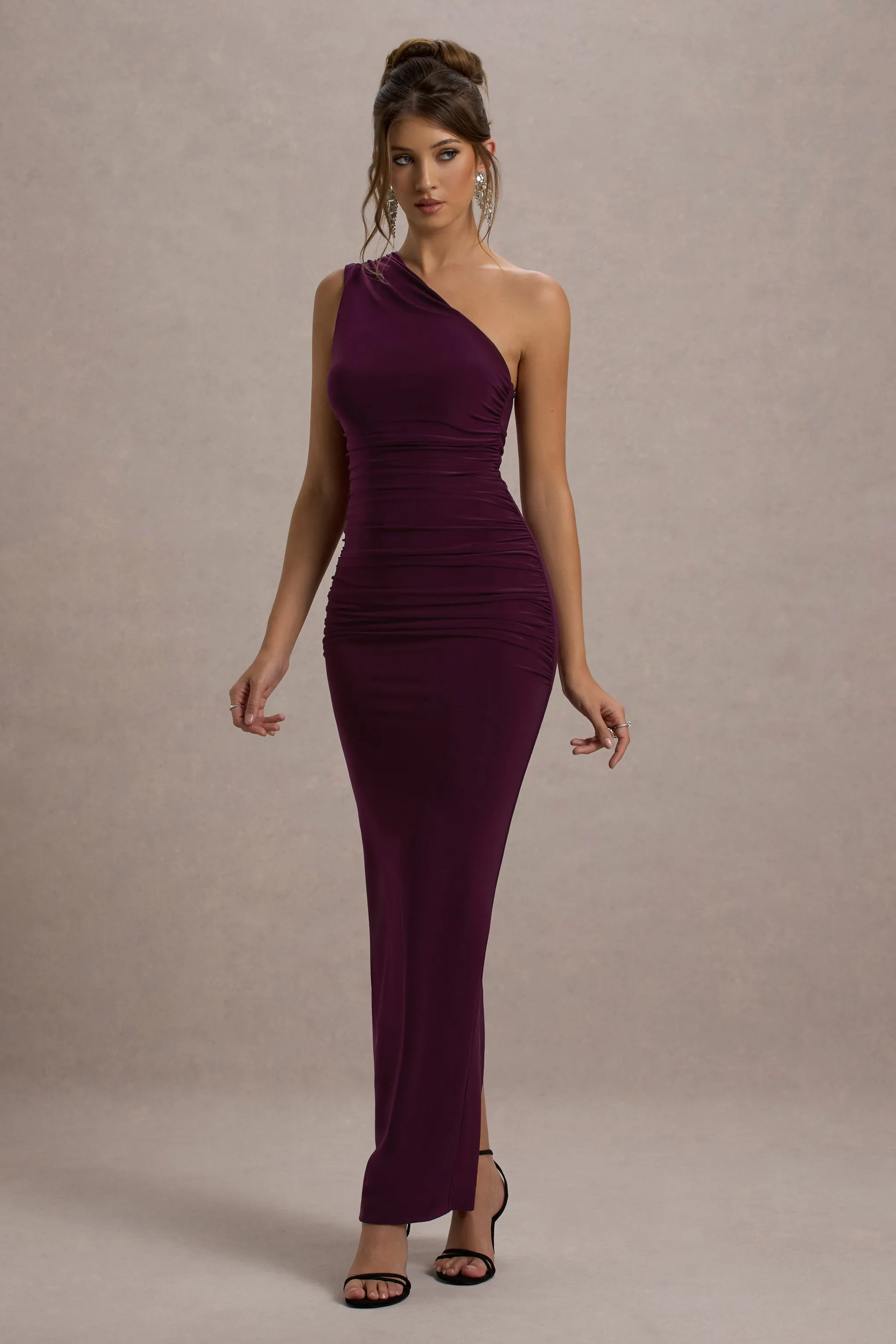 Dalarie | Port One-Shoulder Gathered Maxi Dress sold by Club L London