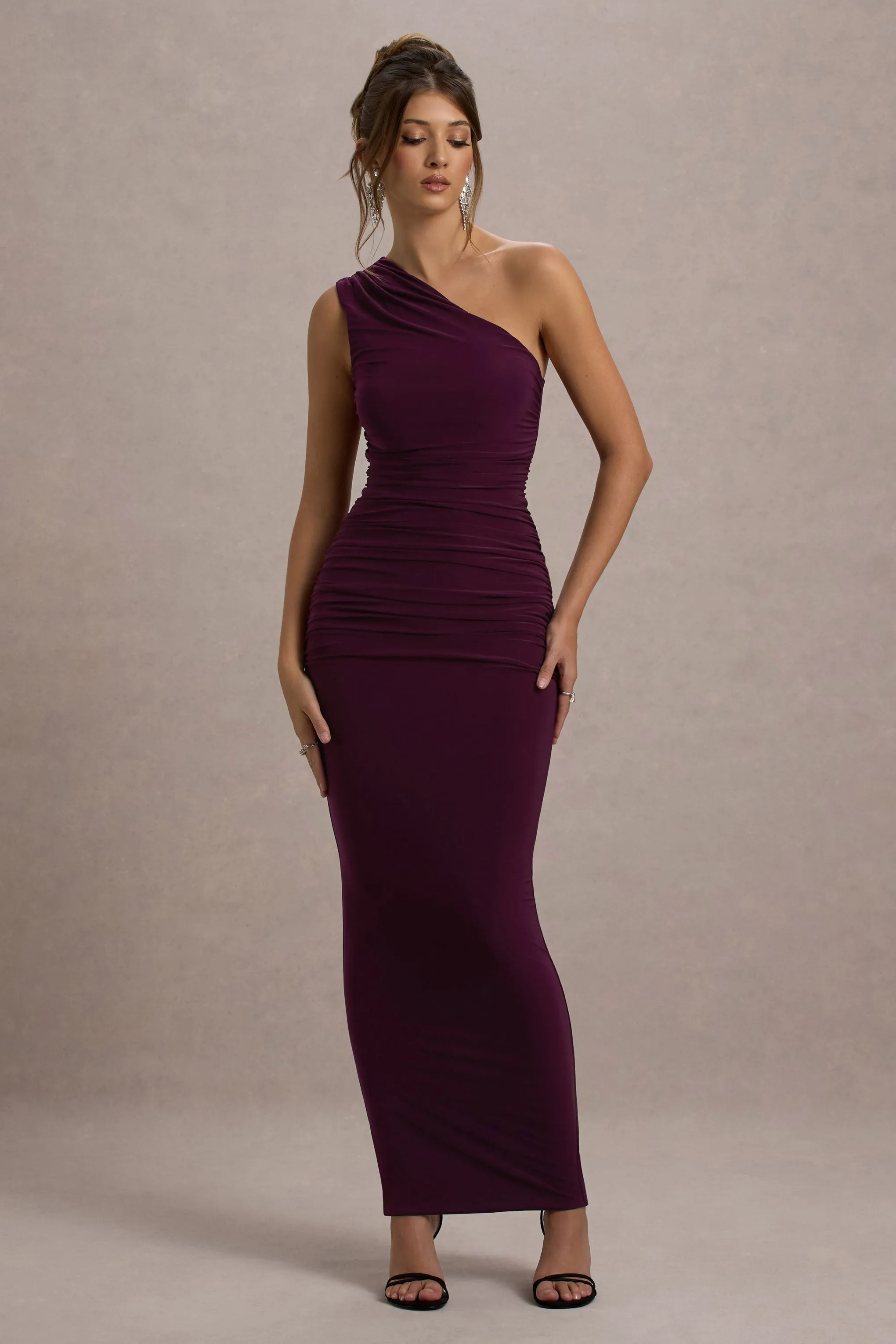 Dalarie | Port One-Shoulder Gathered Maxi Dress sold by Club L London product image thumbnail 4