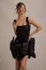 Aveline | Black Lace Square-Neck Mini Dress With Bows sold by Club L London