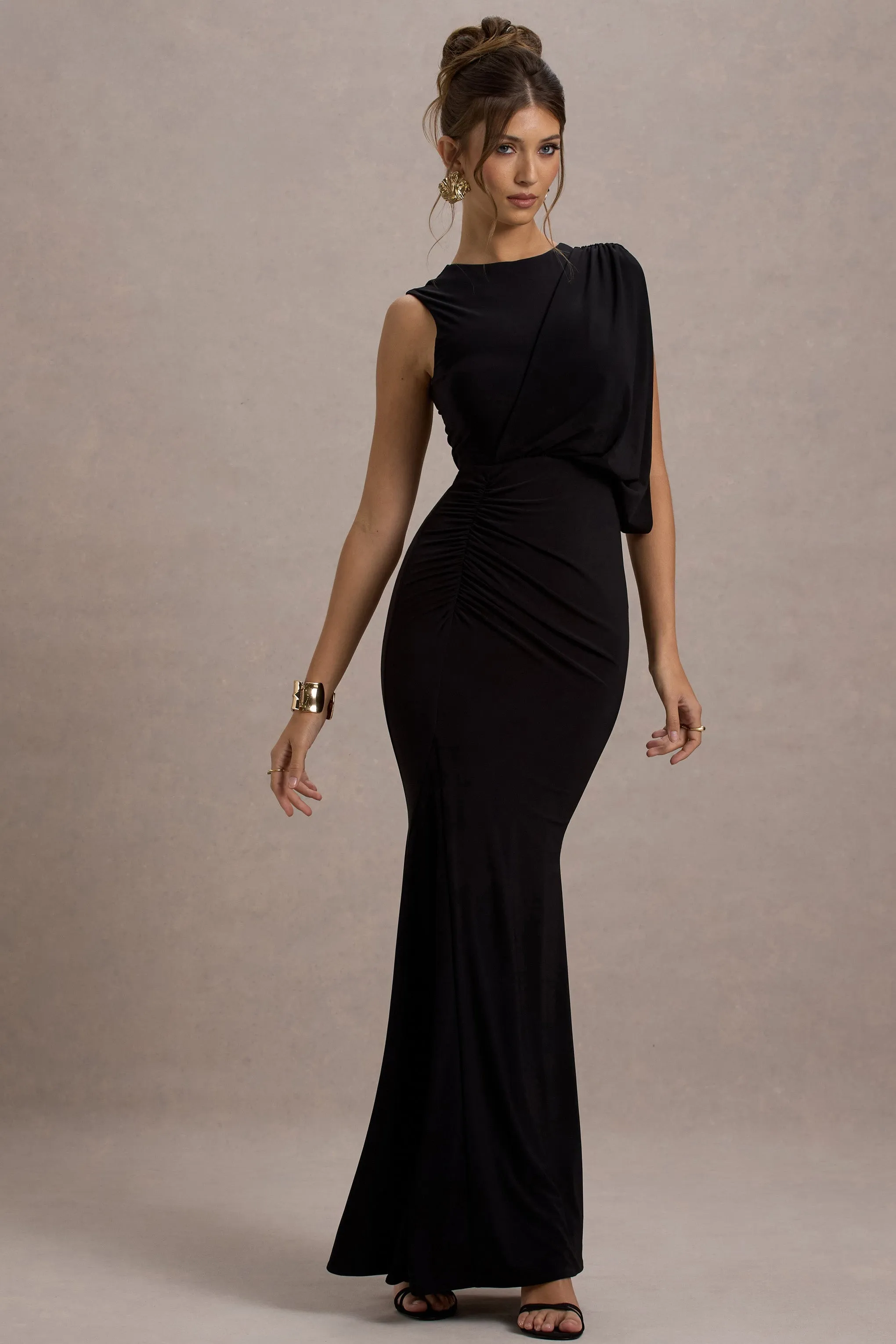Paphos | Black Draped Sleeveless Maxi Dress sold by Club L London product image thumbnail 5