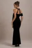 Charlize | Black Velvet Halter-Neck Draped Maxi Dress sold by Club L London