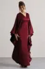 Alohi | Berry Satin Plunge Cape Maxi Dress sold by Club L London