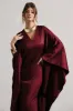 Alohi | Berry Satin Plunge Cape Maxi Dress sold by Club L London