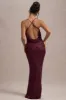 Cosmic | Berry Sequin Square-Neck Strappy Maxi Dress sold by Club L London