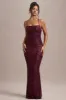 Cosmic | Berry Sequin Square-Neck Strappy Maxi Dress sold by Club L London