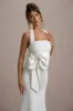 Aman | White Halter-Neck Midi Dress With Oversized Bow sold by Club L London