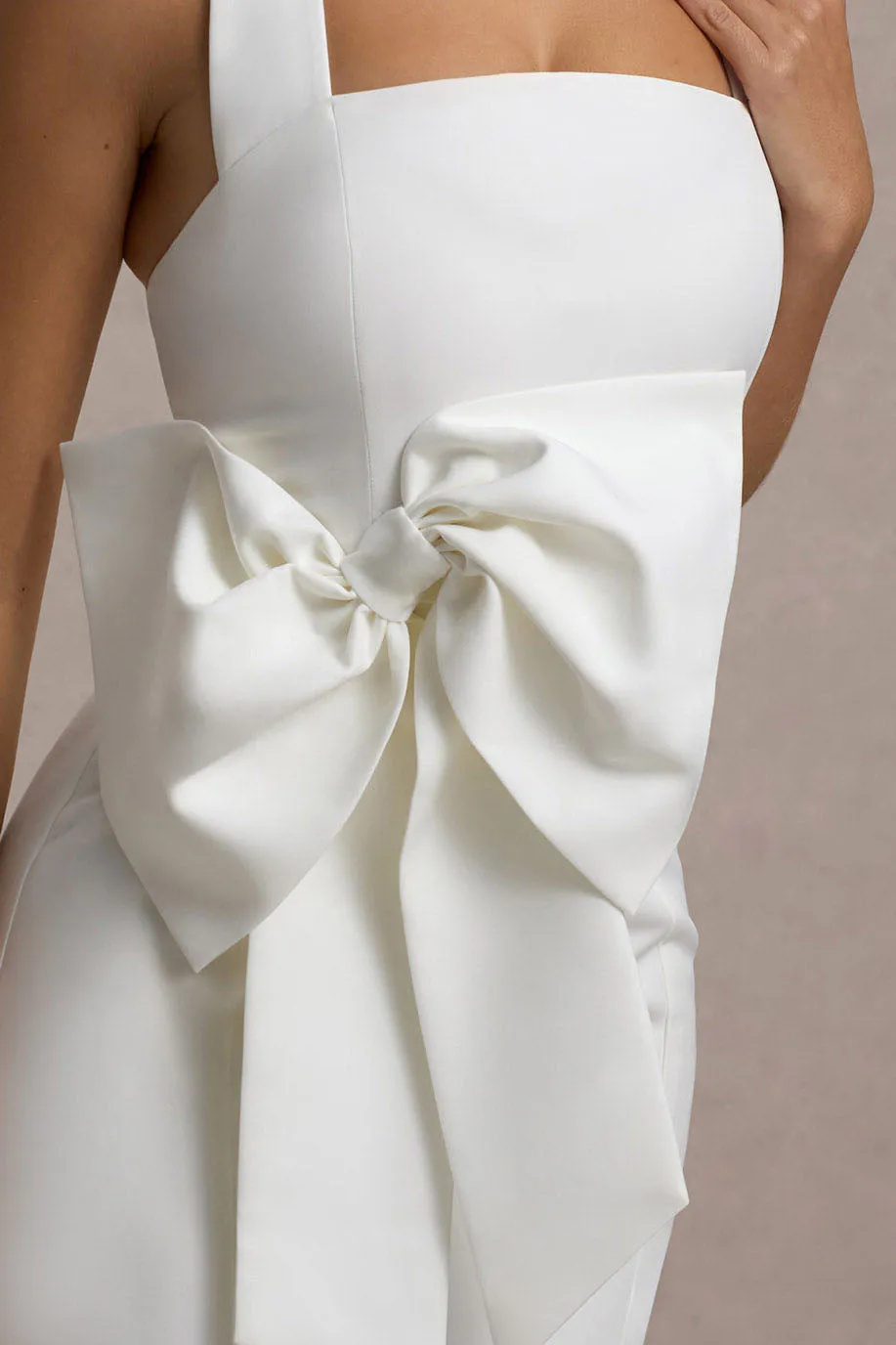 Aman | White Halter-Neck Midi Dress With Oversized Bow sold by Club L London product image thumbnail 5