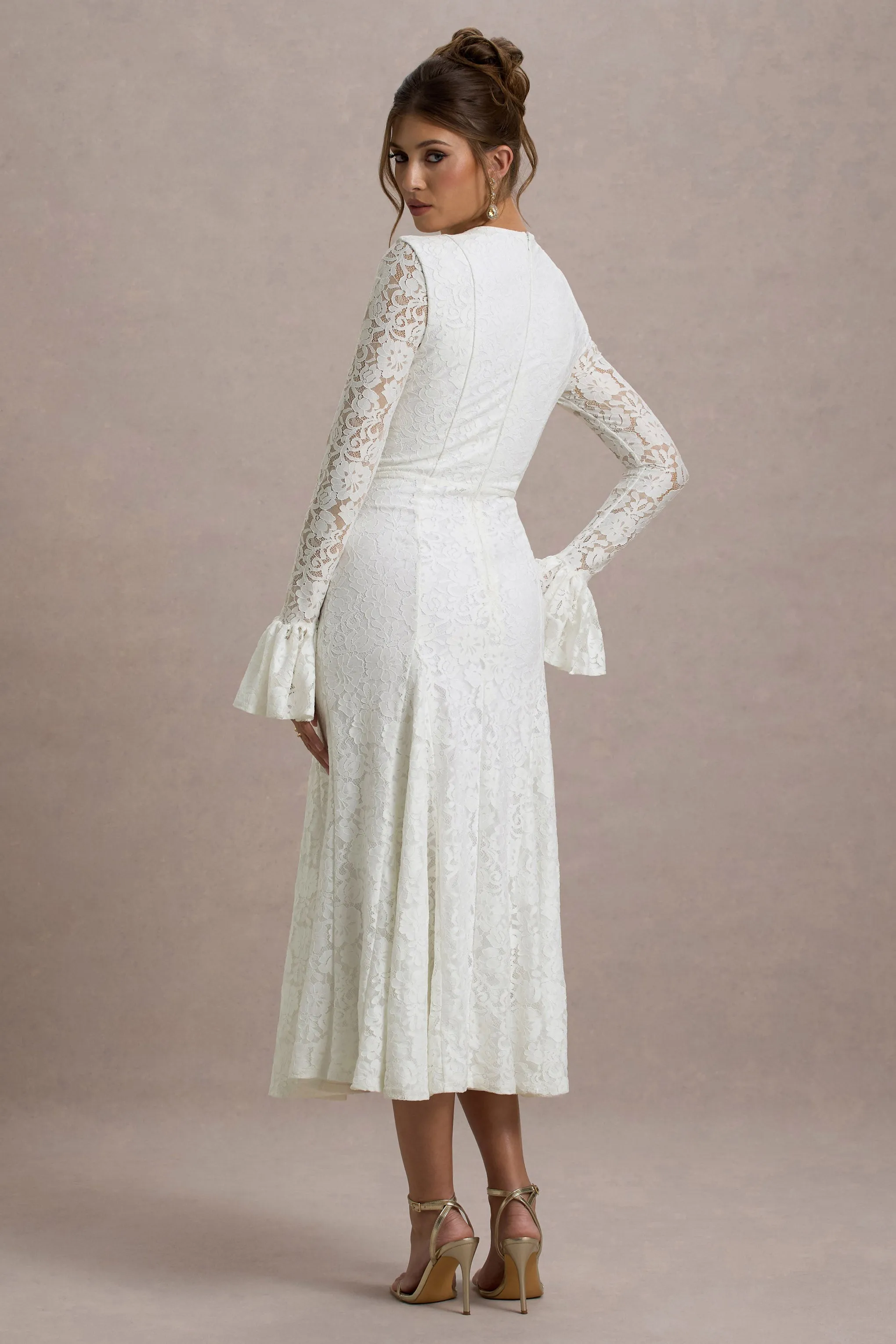 For Life | Cream Lace Long-Sleeve Midi Dress sold by Club L London product image thumbnail 2