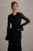 For Life | Black Lace Long-Sleeve Midi Dress sold by Club L London