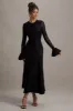 For Life | Black Lace Long-Sleeve Midi Dress sold by Club L London