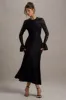 For Life | Black Lace Long-Sleeve Midi Dress sold by Club L London