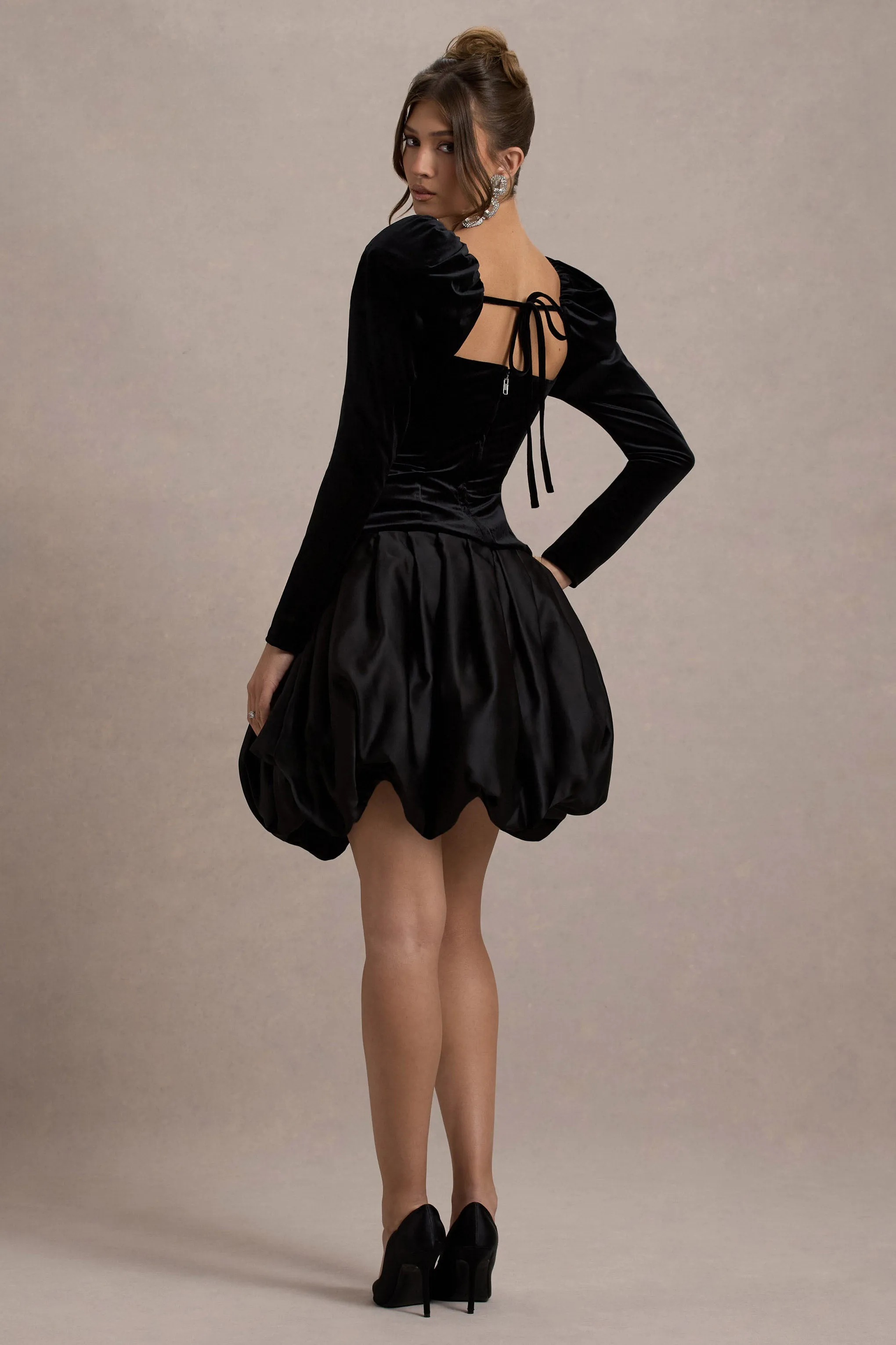 Tazmin | Black Velvet Embellished Square-Neck Top sold by Club L London product image thumbnail 2