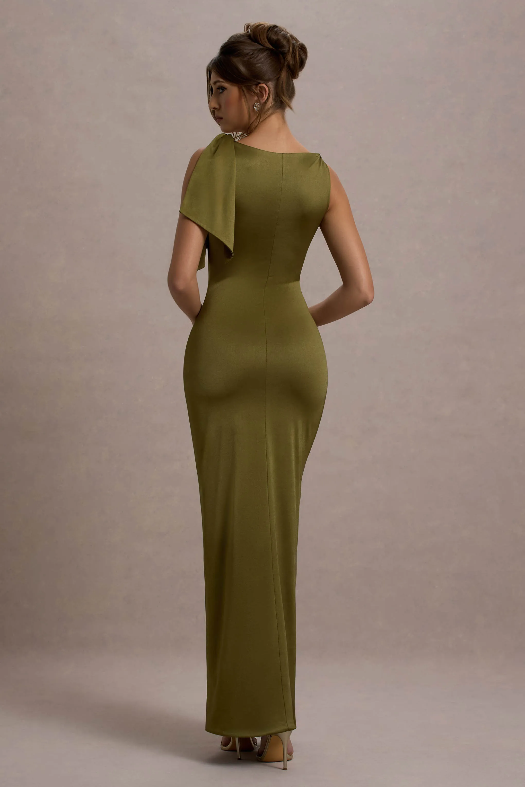 Kacey | Olive Twisted Knot Maxi Dress sold by Club L London product image thumbnail 2