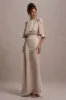 Cinder | Champagne Satin Gathered Maxi Dress sold by Club L London