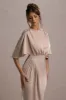 Cinder | Champagne Satin Gathered Maxi Dress sold by Club L London