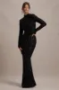 Galaxy | Black Sequin Turtle-Neck Long-Sleeve Maxi Dress sold by Club L London