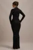 Galaxy | Black Sequin Turtle-Neck Long-Sleeve Maxi Dress sold by Club L London