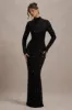 Galaxy | Black Sequin Turtle-Neck Long-Sleeve Maxi Dress sold by Club L London