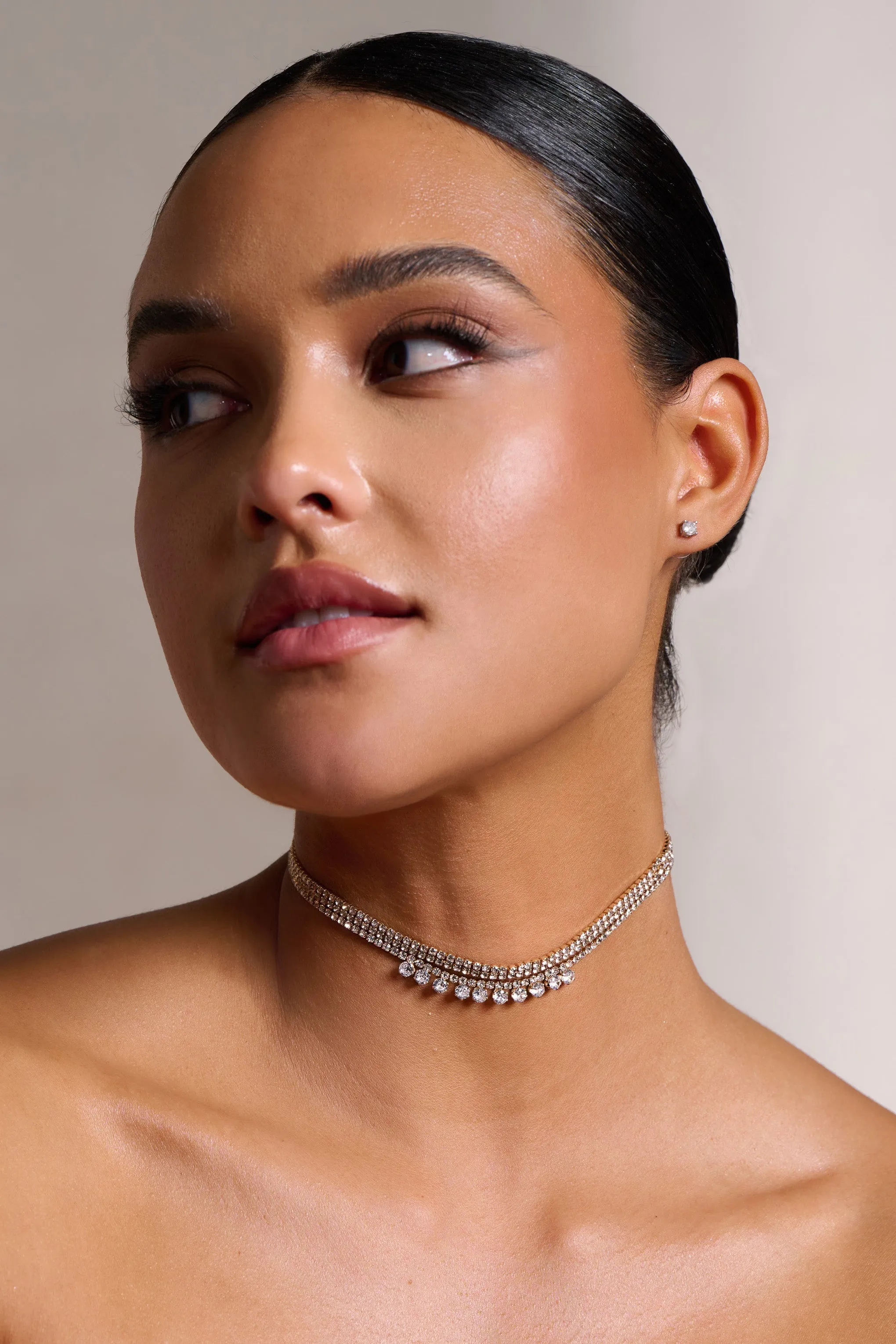 Nellie | Gold Diamante Two Piece Set sold by Club L London