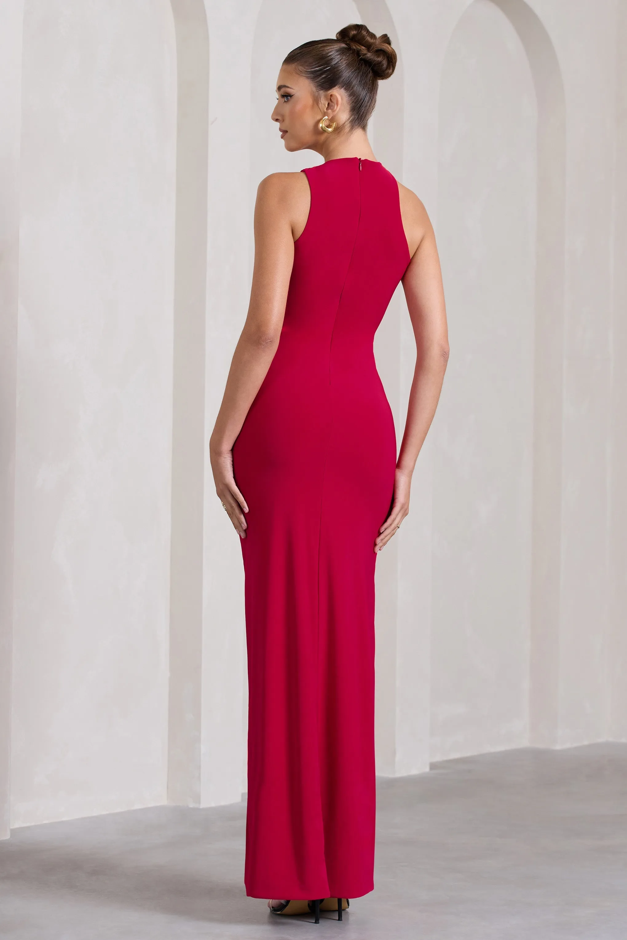 Nalani | Red Sleeveless Cut-Out Split Maxi Dress sold by Club L London product image thumbnail 2